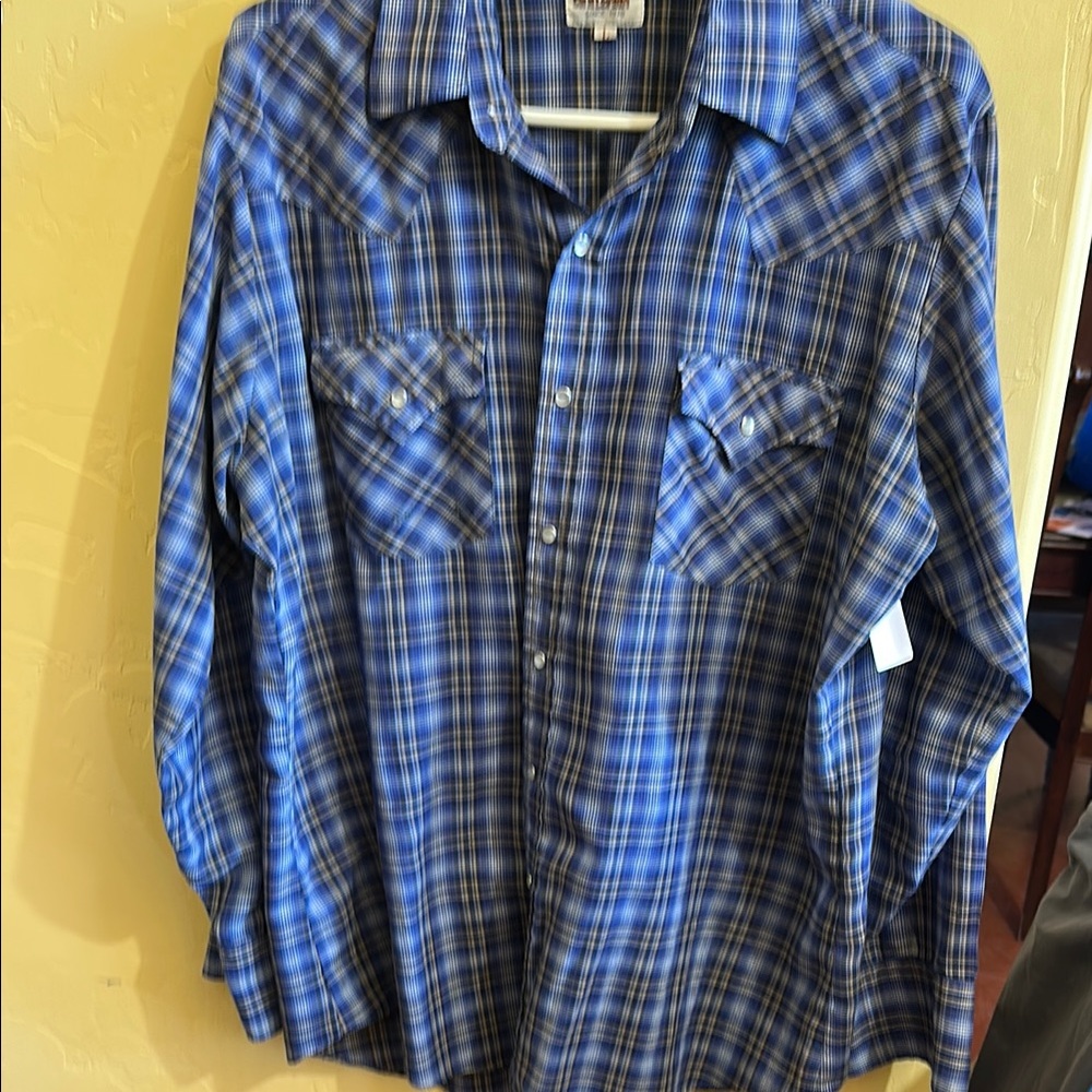 Ely Cattleman Blue Plaid Men's Western Shirt